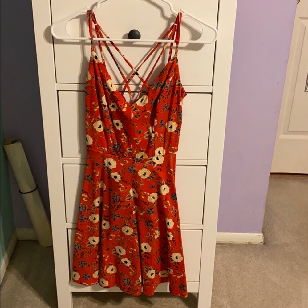 🧿red floral dress